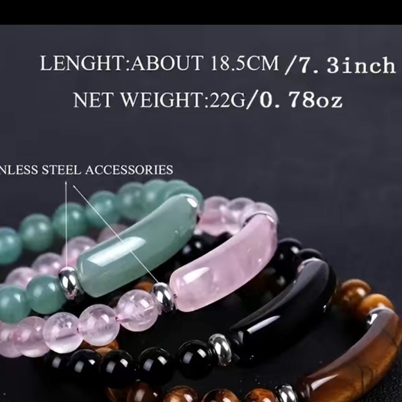 Natural Stone Yellow Tone Beaded Bracelet - Picture 2 of 6